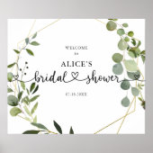 Boho Greenery Heart Fête des mariées Affiche de bi (Devant)