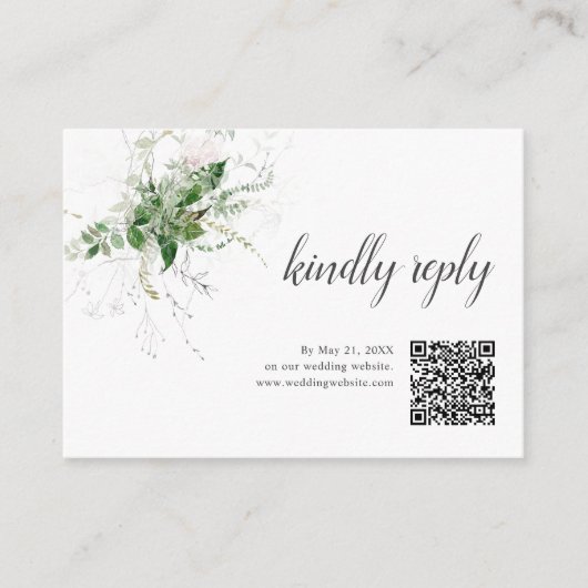 Boho Greenery Leaves Wedding Online RSVP Informatiekaartje (Voorkant)