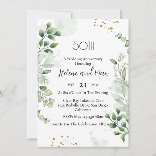 Boho Greenery Mariage Anniversaire Invitations (Devant)