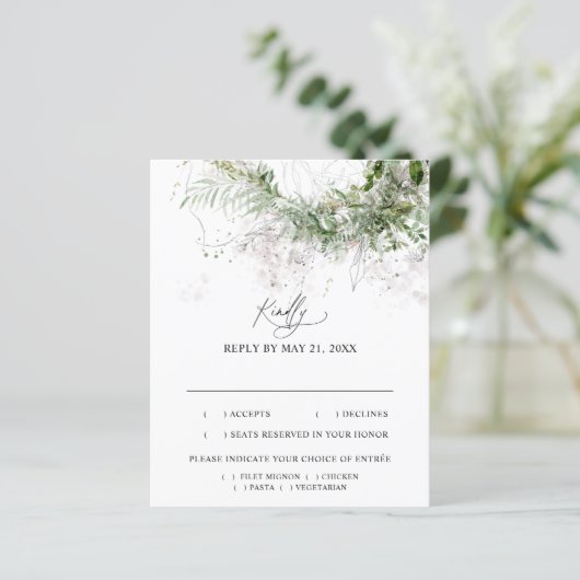 Boho Greenery Mariage Feuille RSVP (Debout devant)