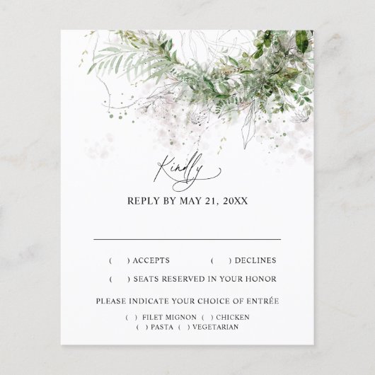 Boho Greenery Mariage Feuille RSVP (Devant)