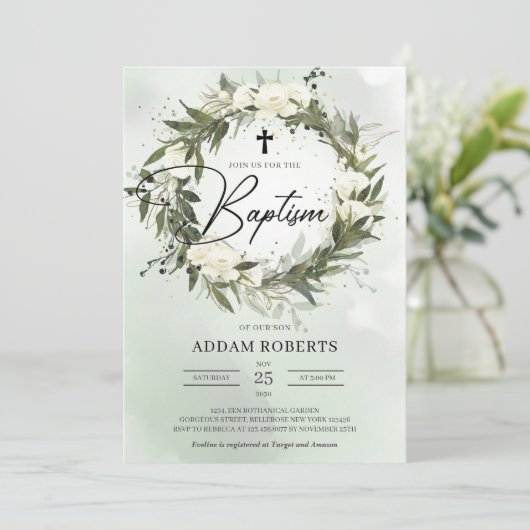 Boho greenery met witte rozen kaart (Staand voorkant)
