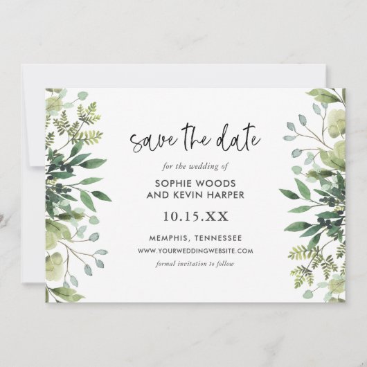 Boho Greenery Modern Save the Date Cards (Voorkant)