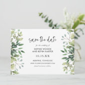 Boho Greenery Modern Save the Date Cards (Staand voorkant)