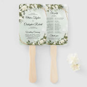 Boho greenery olive foliy lijst white roses handwaaier (Voorkant en achterkant)