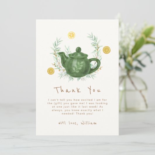 Boho Greenery Oranje Par-Tea Baby shower Bedankkaart (Staand voorkant)