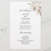 Boho Greenery Pampa Grass Wedding Programme (Voorkant)