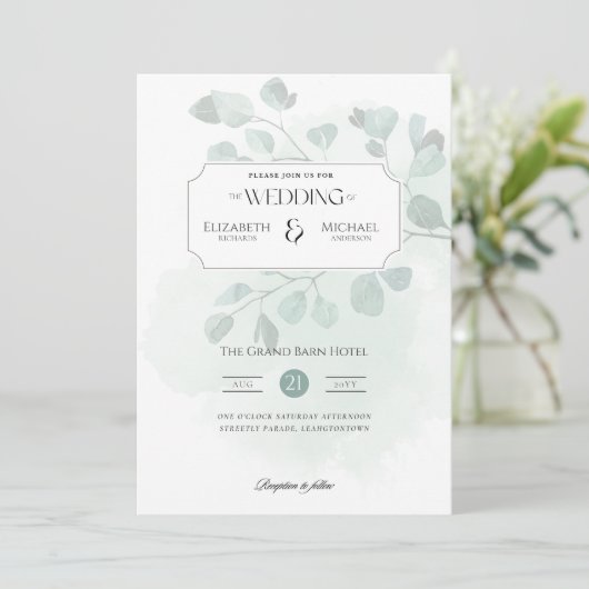 Boho Greenery Print of Digitale Trouw Uitnodiging (Staand voorkant)