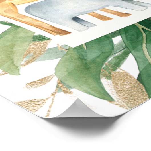 Boho Greenery Safari Baby shower Affiche de bienve (Coin)