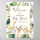Boho Greenery Safari Baby shower Affiche de bienve (Devant)