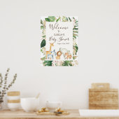 Boho Greenery Safari Baby shower Welkomstteken Poster (Keuken)