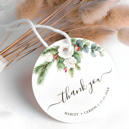 Boho Greenery Script Evergreen Wedding Bedankjes Labels