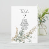 Boho greenery table number seating chart cards (Staand voorkant)