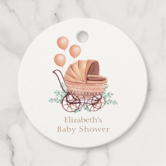 Boho Greenery wandelwagenballon Baby shower Bedankjes Labels (Voorkant)