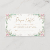 Boho Greeney Pink Floral Baby shower Diaper Raffle Informatiekaartje (Voorkant)
