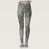 Boho Grey Black Mandala Motif Leggings (Devant)