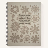 Boho Grey Floral Timbre Custom Quote Journal (Devant)