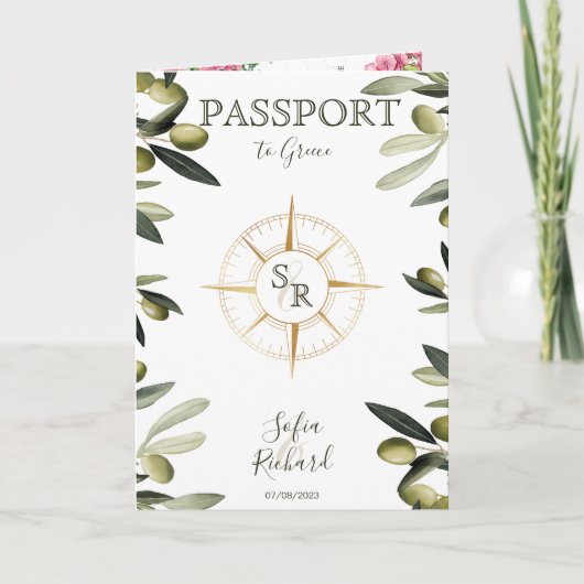 Boho Griekenland Bestemming Trouwpaspoort QR-code (Voorkant)