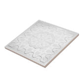 Boho Grijs en Wit Faux Relief Bloempatroon Tegeltje (Zijkant)
