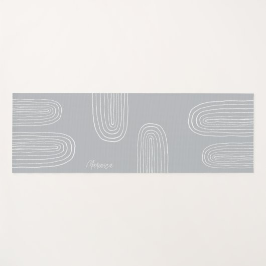 Boho grijs midden eeuw chique regenboog monogram yogamat (Voorkant (horizontaal))