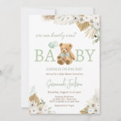 Boho Groen Beer Baby shower Kaart (Voorkant)