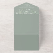 Boho groen blad eucalyptus bruiloft all in one uitnodiging (Buitenkant)