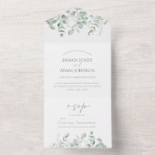 Boho groen blad eucalyptus bruiloft all in one uitnodiging (Binnen)