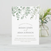 Boho groen blad eucalyptus bruiloft kaart (Staand voorkant)