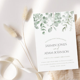 Boho groen blad eucalyptus bruiloft kaart