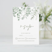 Boho groen blad eucalyptus bruiloft RSVP (Staand voorkant)