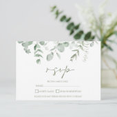 Boho groen blad eucalyptus bruiloft RSVP (Staand voorkant)