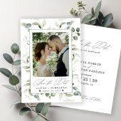 Boho groen eucalyptus bruiloft save the date