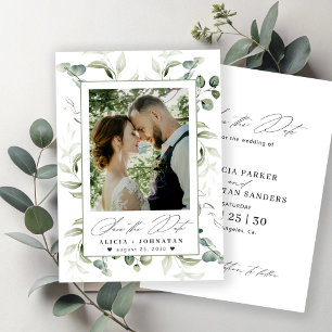 Boho groen eucalyptus bruiloft save the date