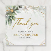 Boho groen eucalyptus gebladerte goud lijst bedankjes labels (Achterkant)