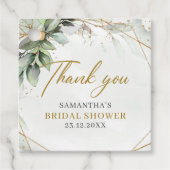 Boho groen eucalyptus gebladerte goud lijst bedankjes labels (Voorkant)