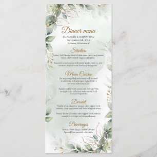 Boho groen eucalyptus gebladerte goud lijst menu