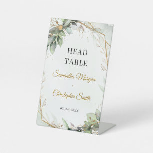 Boho groen eucalyptus gebladerte Hoofdtafel Reclamebord Met Voetstuk