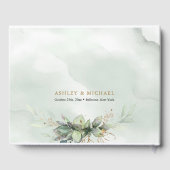 Boho groen eucalyptus loof gouden bruiloft gastenboek (Achterkant)