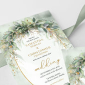 Boho groen eucalyptus loof gouden bruiloft kaart