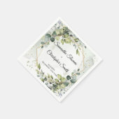 Boho groen eucalyptus loof gouden bruiloft servet (Hoek)