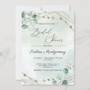 Boho groen Folaige Faux gouden geometrische bruids Kaart