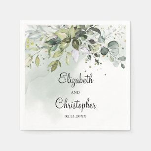 Boho groen gebladerte eucalyptus bladeren bruiloft servet