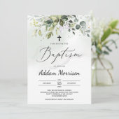 Boho groen gebladerte eucalyptus bladeren doop kaart (Staand voorkant)