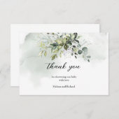 Boho groen gebladerte gouden letters Dank u Informatiekaartje (Voorkant / Achterkant)