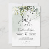 Boho groen loof eucalyptus baby shower kaart (Voorkant)