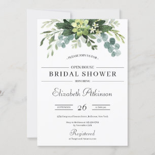 Boho groen succulent bloemeneucalyptus bruids i kaart