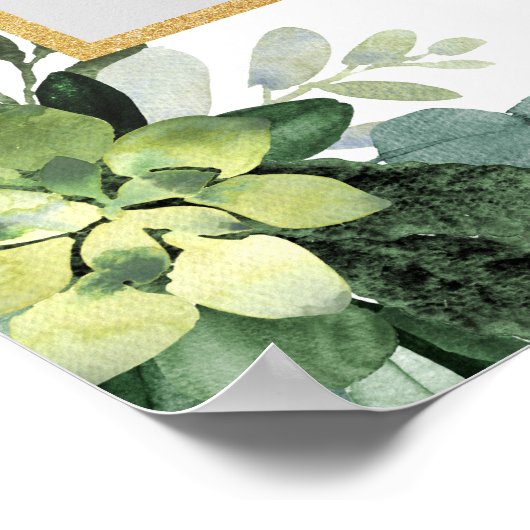 Boho groen succulent bruidsfotoprop poster (Hoek)