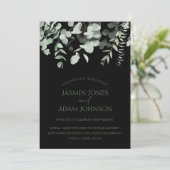 Boho groen zwart eucalyptus bruiloft uitnodiging (Staand voorkant)