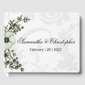 Boho Groene bessen en Grijze Damast Bruiloft Gastenboek (Voorkant)