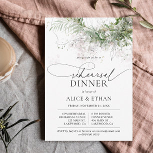 Boho Groene Bladeren Script Proefdinermiddag Kaart